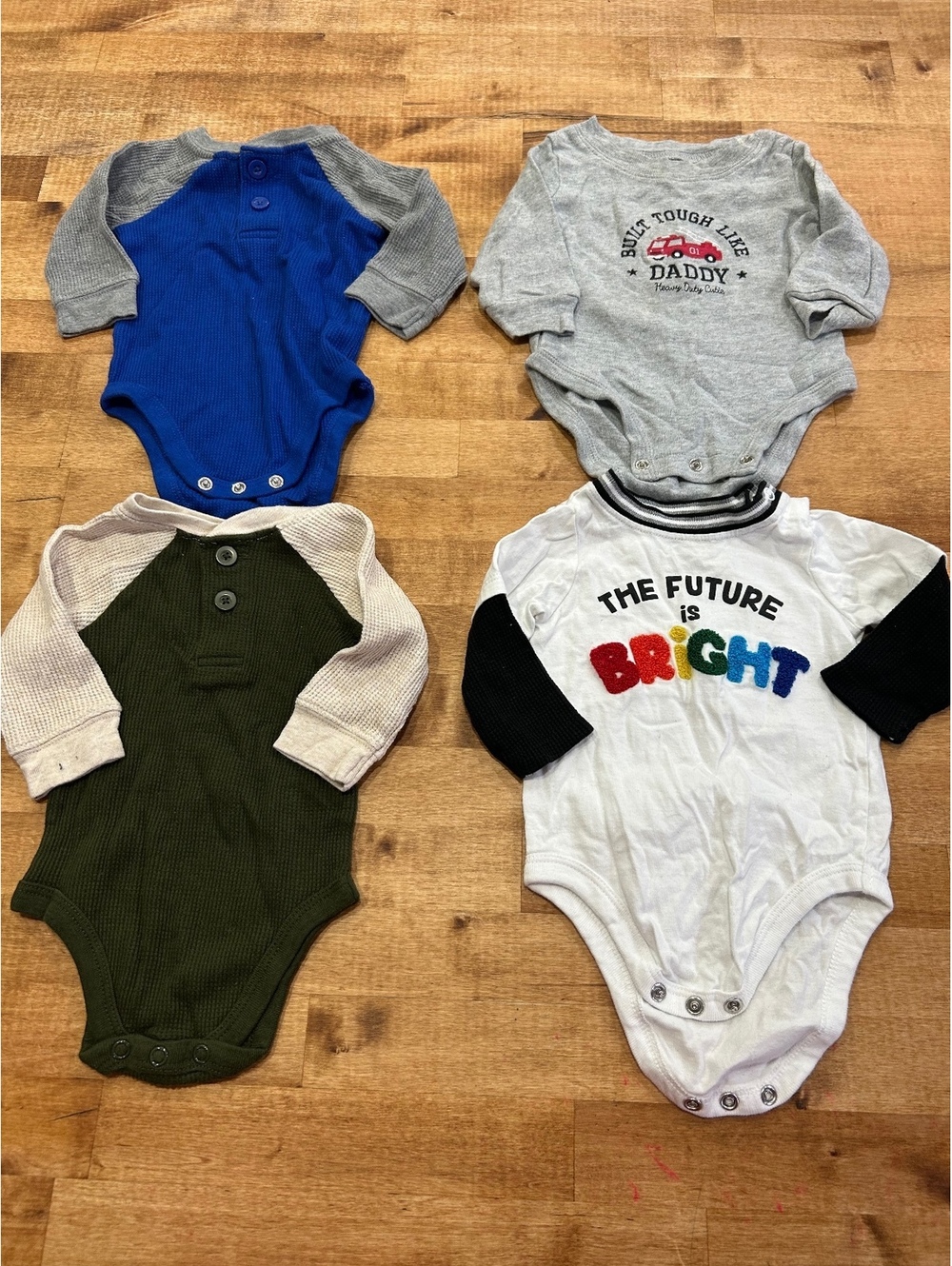 Garanimals/carters Baby Bodysuits 0-3 Months Long Sleeve Set of 4